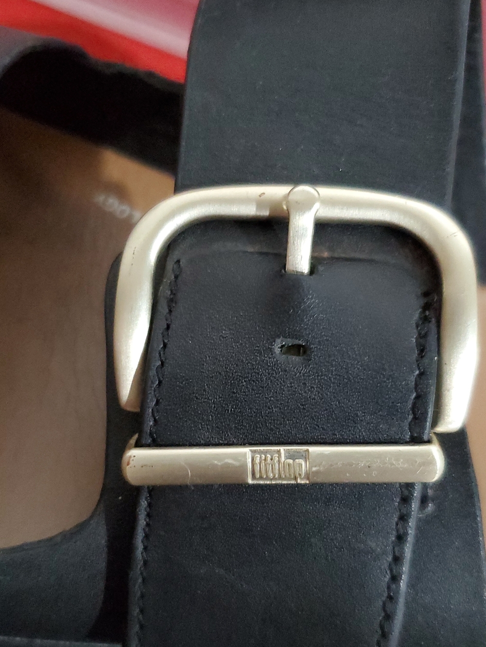 Fitflop GEN-FF Buckle Two-Bar Leather Slides In Black Size 8.5 - Picture 7 of 15